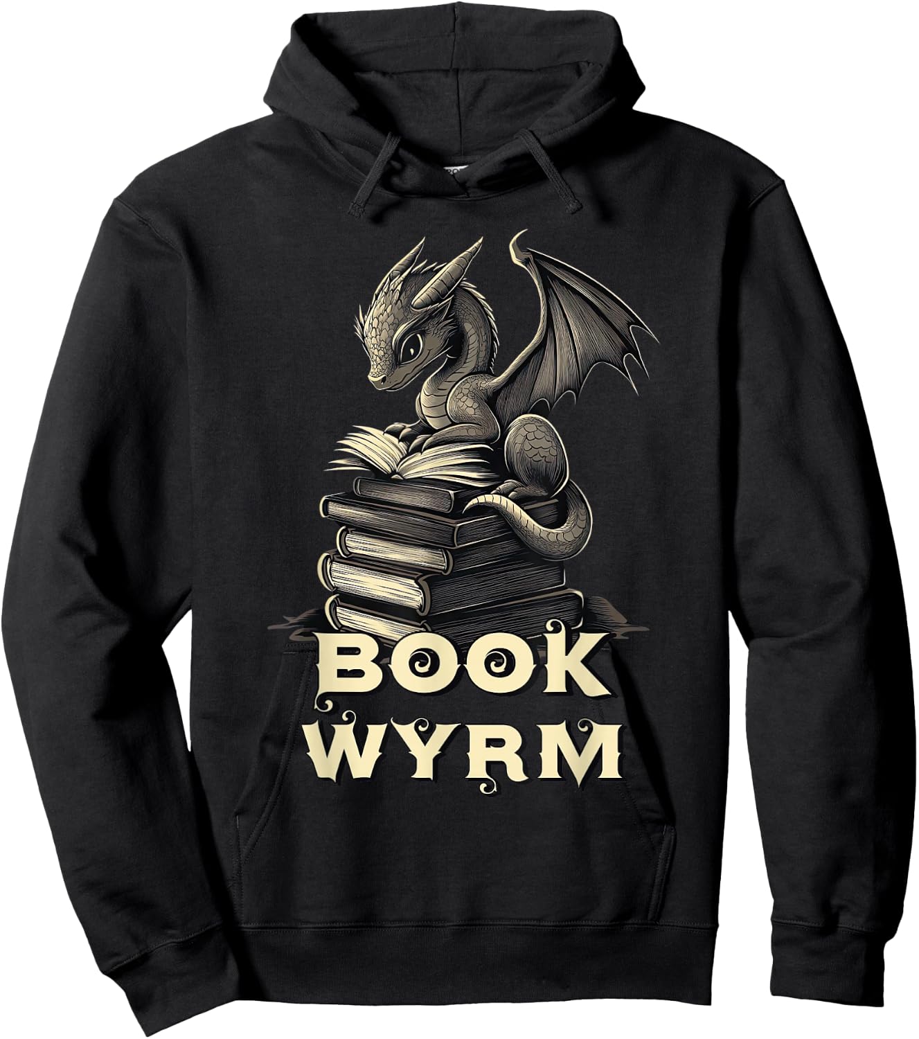 Bookwyrm Dragon Fantasy Bookish Fairytale Book Lover Hoodie - Hoodie | Black