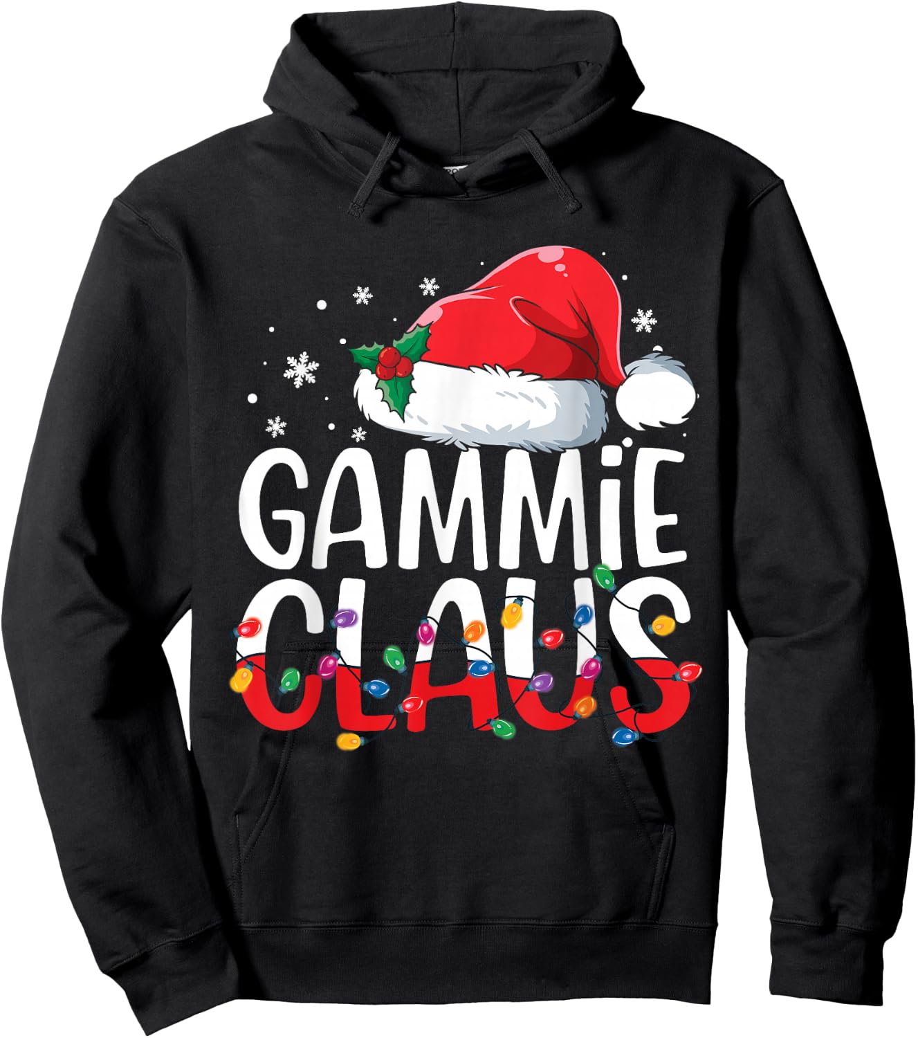 Gammie Claus Family Matching Christmas Pajamas Santa Hat Hoodie - Hoodie | Black