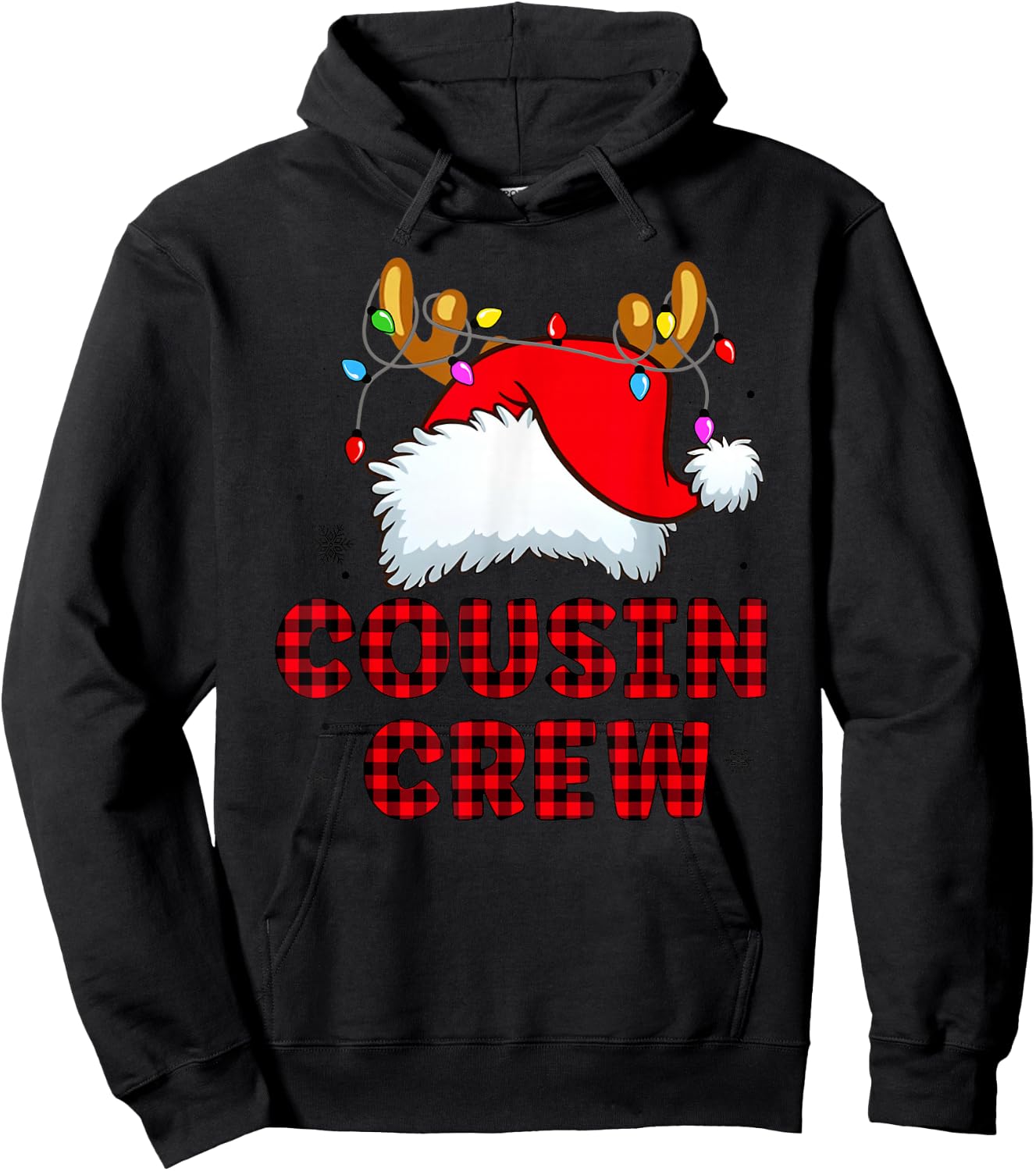 Cousin Crew Christmas 2025 Family Matching Santa Elf Xmas Hoodie - Hoodie | Black