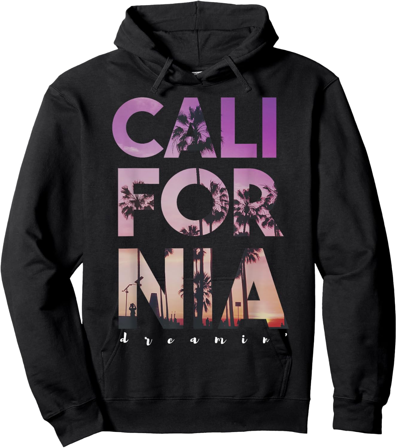 California Dreaming Beach Palm Tree Summer Vacation Surfing Hoodie - Hoodie | Black