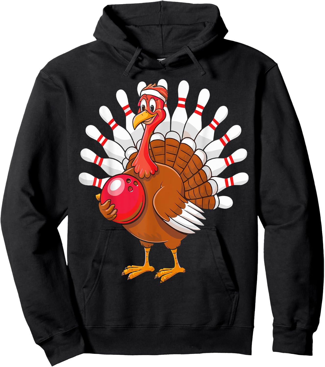 Thanksgiving Turkey Bowling Pin Matching Team Hoodie - Hoodie | Black