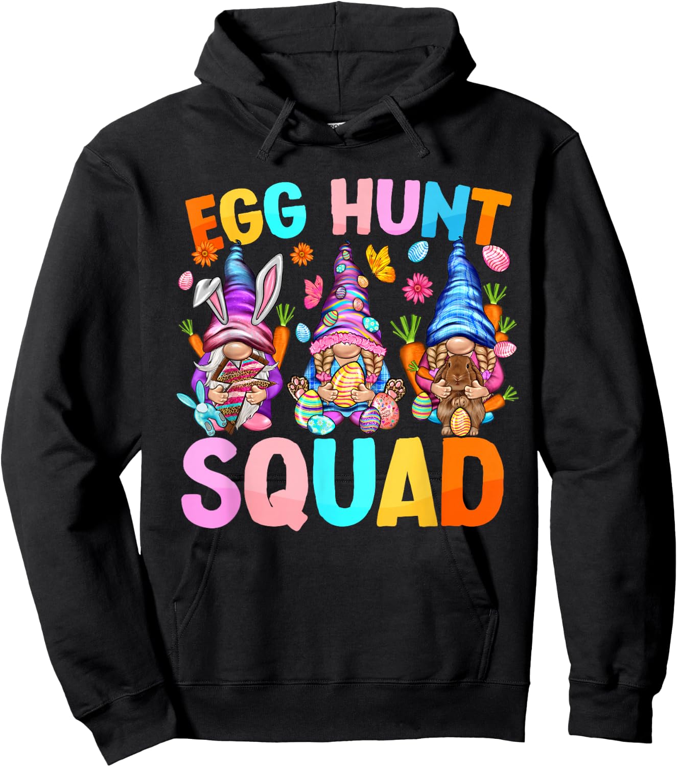 Egg Hunt Sqaud gnome Easter Day Gnome Rabbit Easter gnomies Hoodie - Hoodie | Black