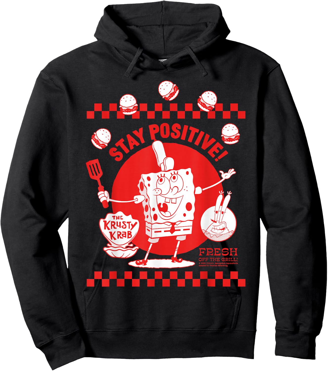 Spongebob Squarepants The Krusty Crab Stay Positive Hoodie - Hoodie | Black