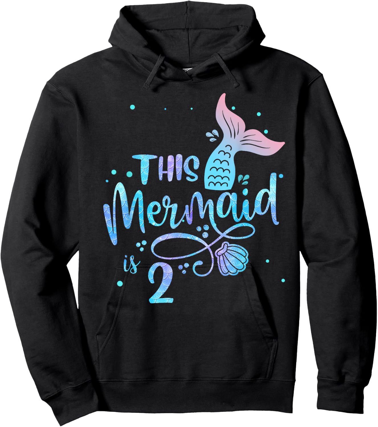 This Mermaid Is 2 Years Old 2nd Birthday Mermaid Girl Hoodie - Hoodie | Black