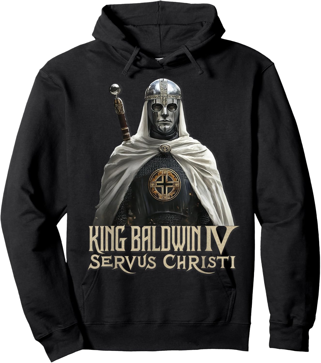 King Baldwin IV Jerusalem Cross Catholic Hoodie - Hoodie | Black