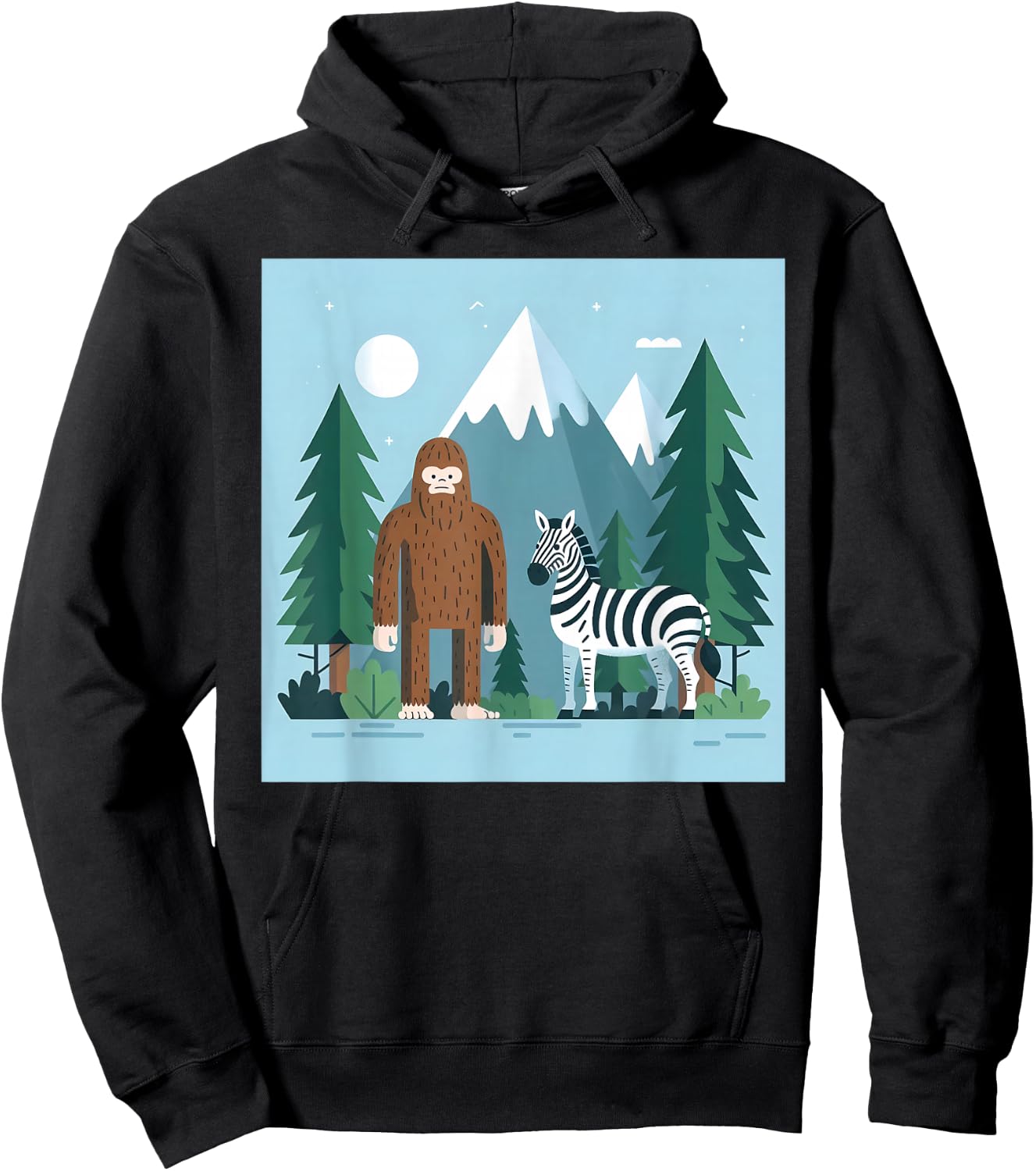 Bigfoot And Zebra Sasquatch Hoodie - Hoodie | Black
