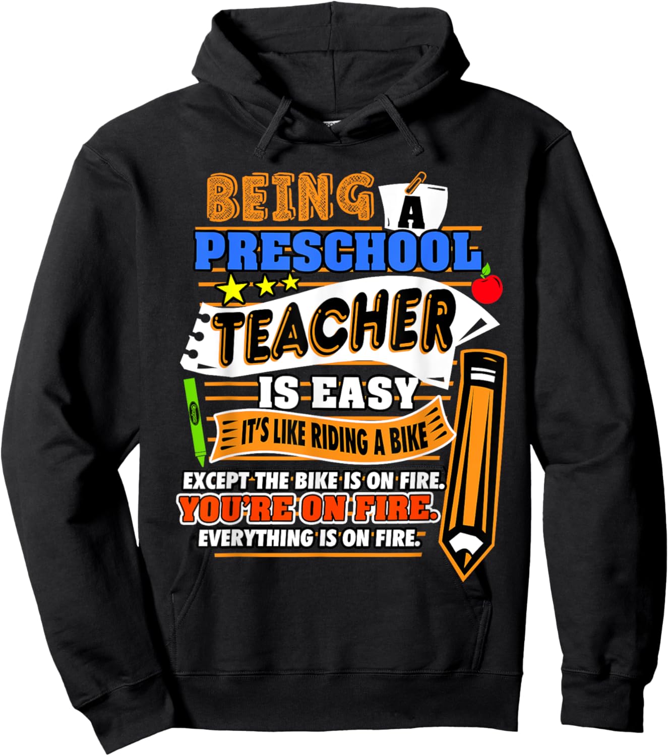 Funny Preschool Teacher Gift Sarcastic Pre-K Men Women Kids Hoodie - Hoodie | Black