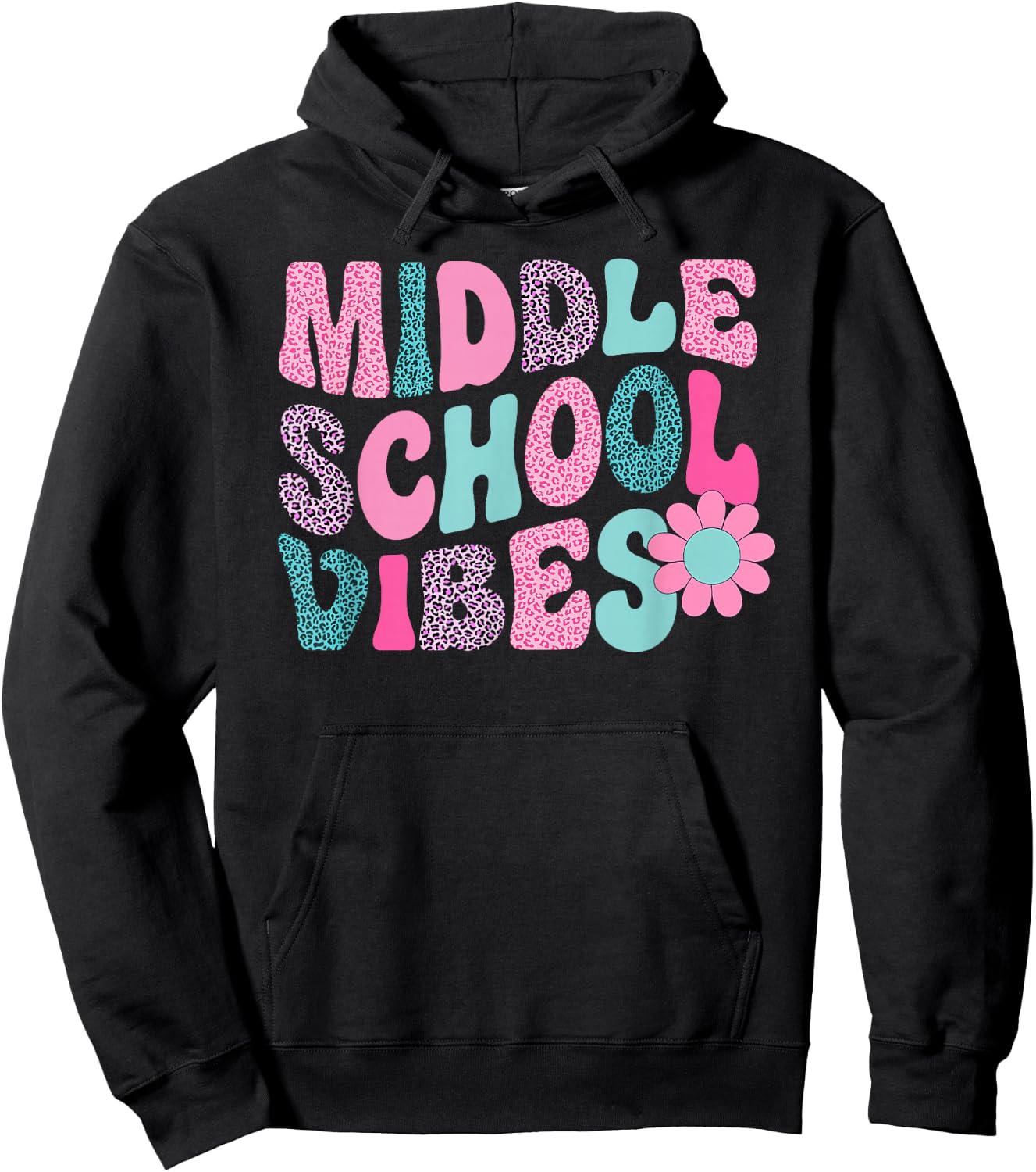 Middle School Vibes Leopard Back To School Teacher Girls Boy Hoodie - Hoodie | Black