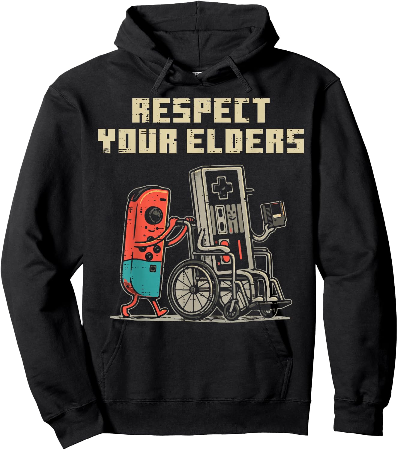 Gamer Controller Respect Your Elders Funny Men Boys Kids Hoodie - Hoodie | Black