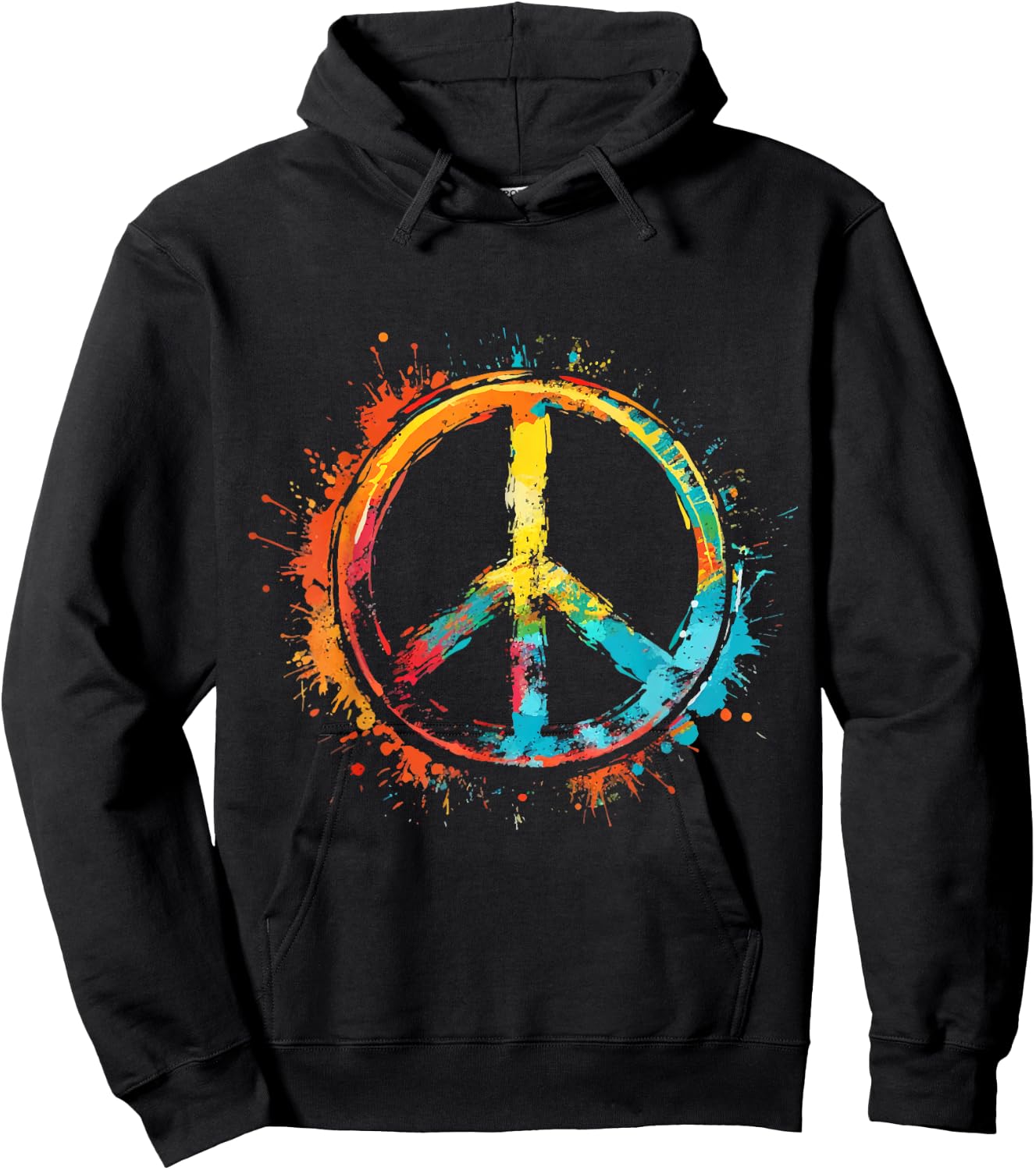 Peace Love Hippie Costume Peace Symbol 60s 70s , Black, S Hoodie - Hoodie | Black