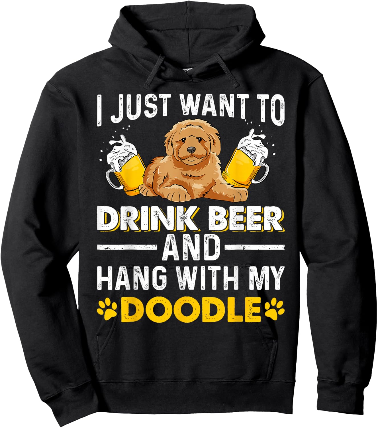 Drink Beer Hang With My Doodle Goldendoodle Lover Hoodie - Hoodie | Black
