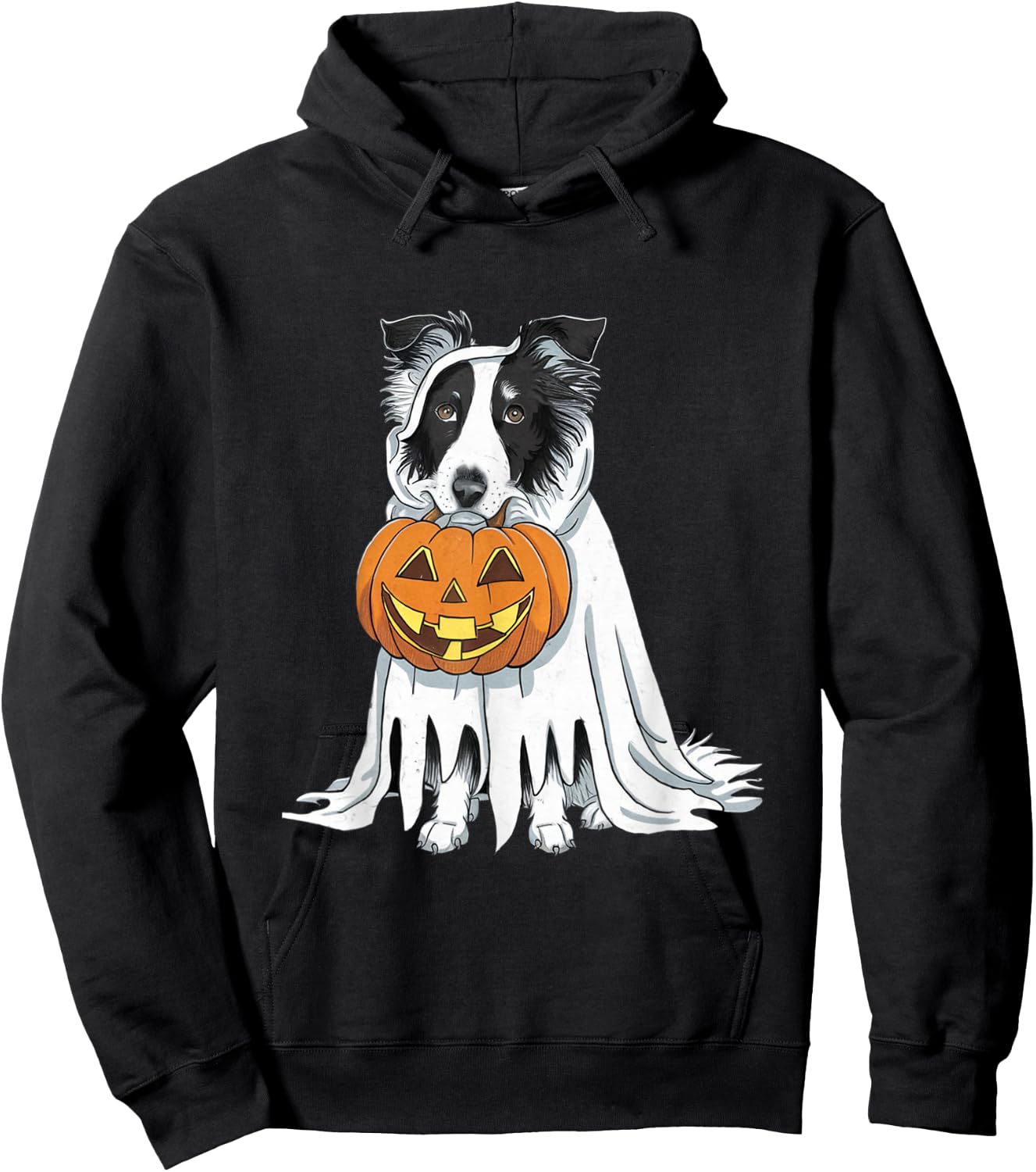 Border Collie Ghost Dog Halloween Hoodie - Hoodie | Black