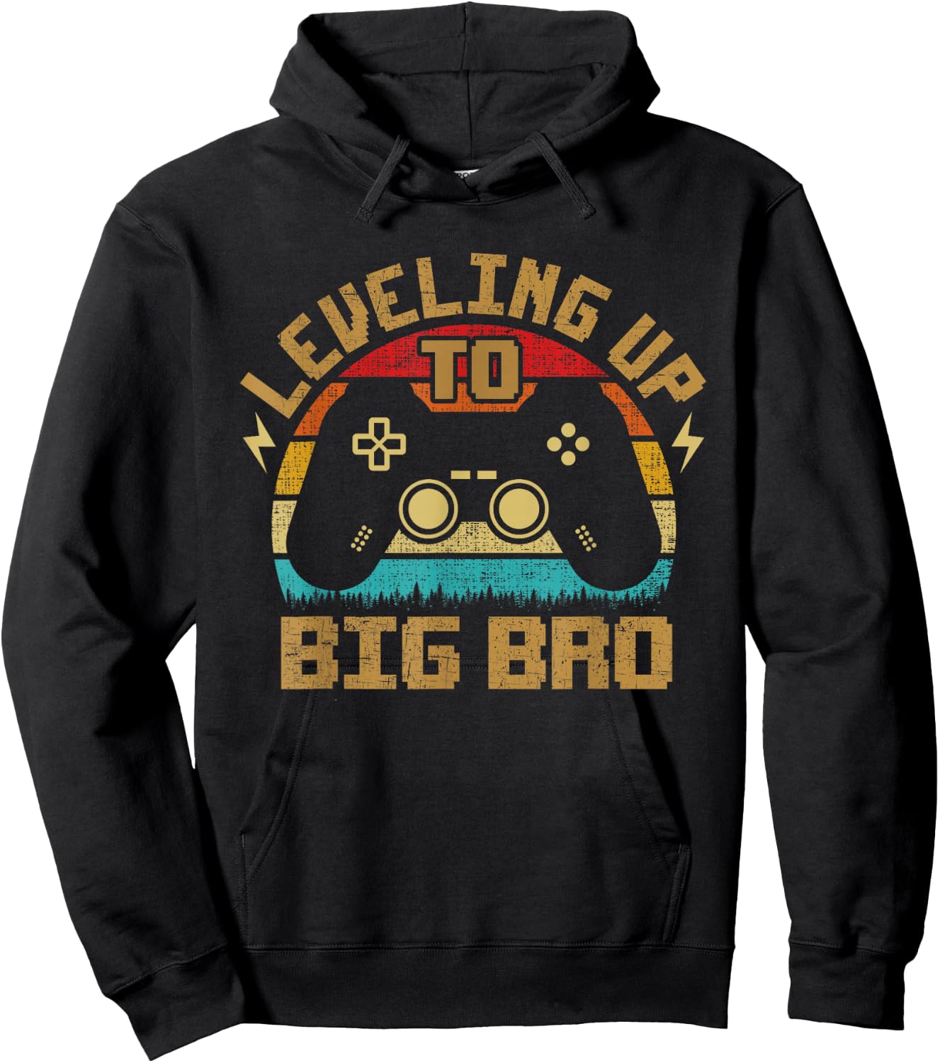 Leveling up to Big Bro vintage Gamer Future Brother Hoodie - Hoodie | Black