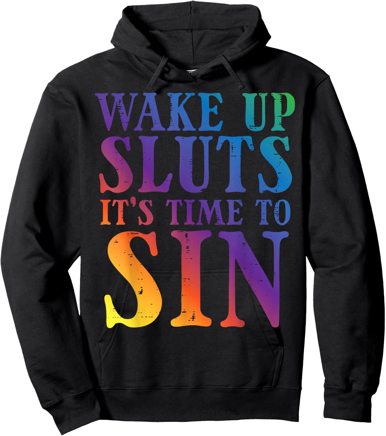 Gay Pride Wake Up Time to Sin Funny Rainbow LGBTQ Men Women Hoodie - Hoodie | Black