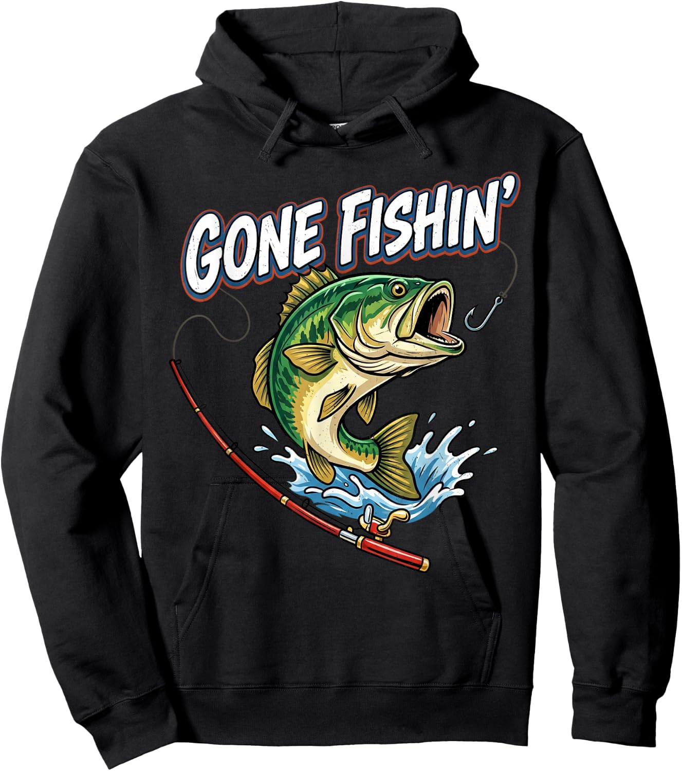 Gone Fishin' Funny Fisherman Lover Bass Fishing Angler Hoodie - Hoodie | Black