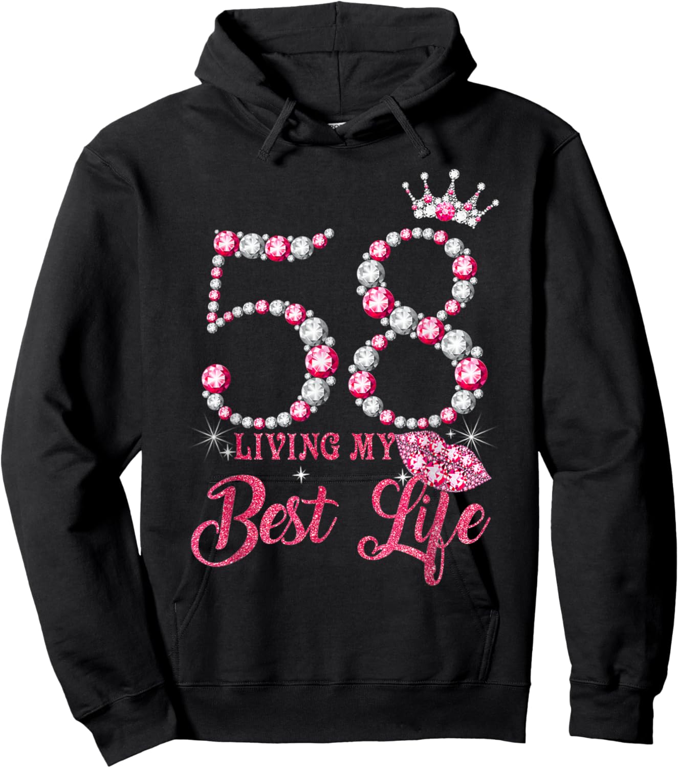 Living My Best Life 58 Years Old 58th Birthday Queen Women Hoodie - Hoodie | Black