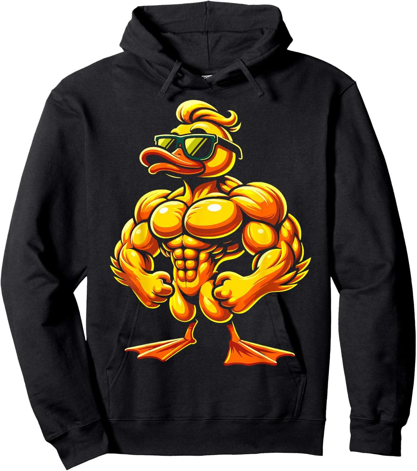 Muscular Rubber Duck with Sunglasses Hoodie - Hoodie | Black