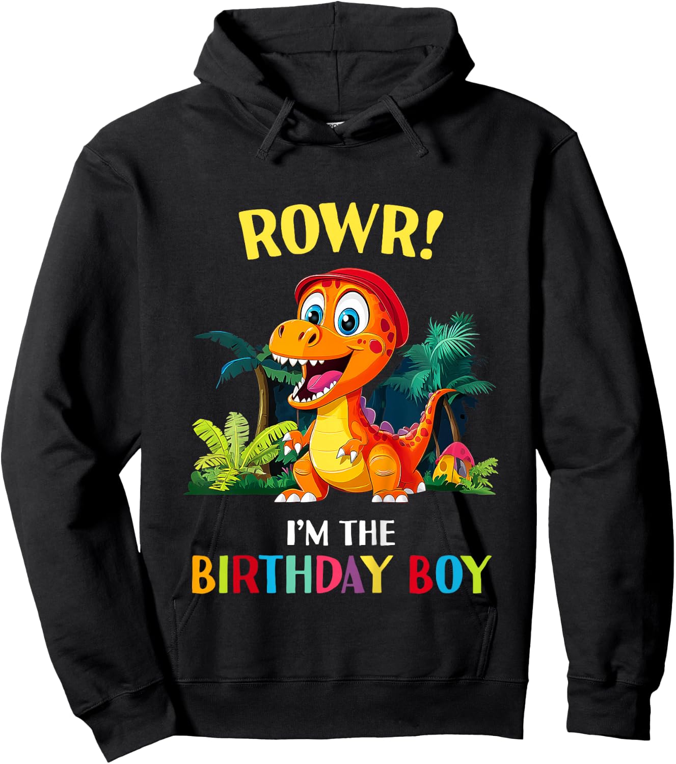 Kids Birthday Boy Saurus Dinosaur Dino Matching Cute T Rex Hoodie - Hoodie | Black