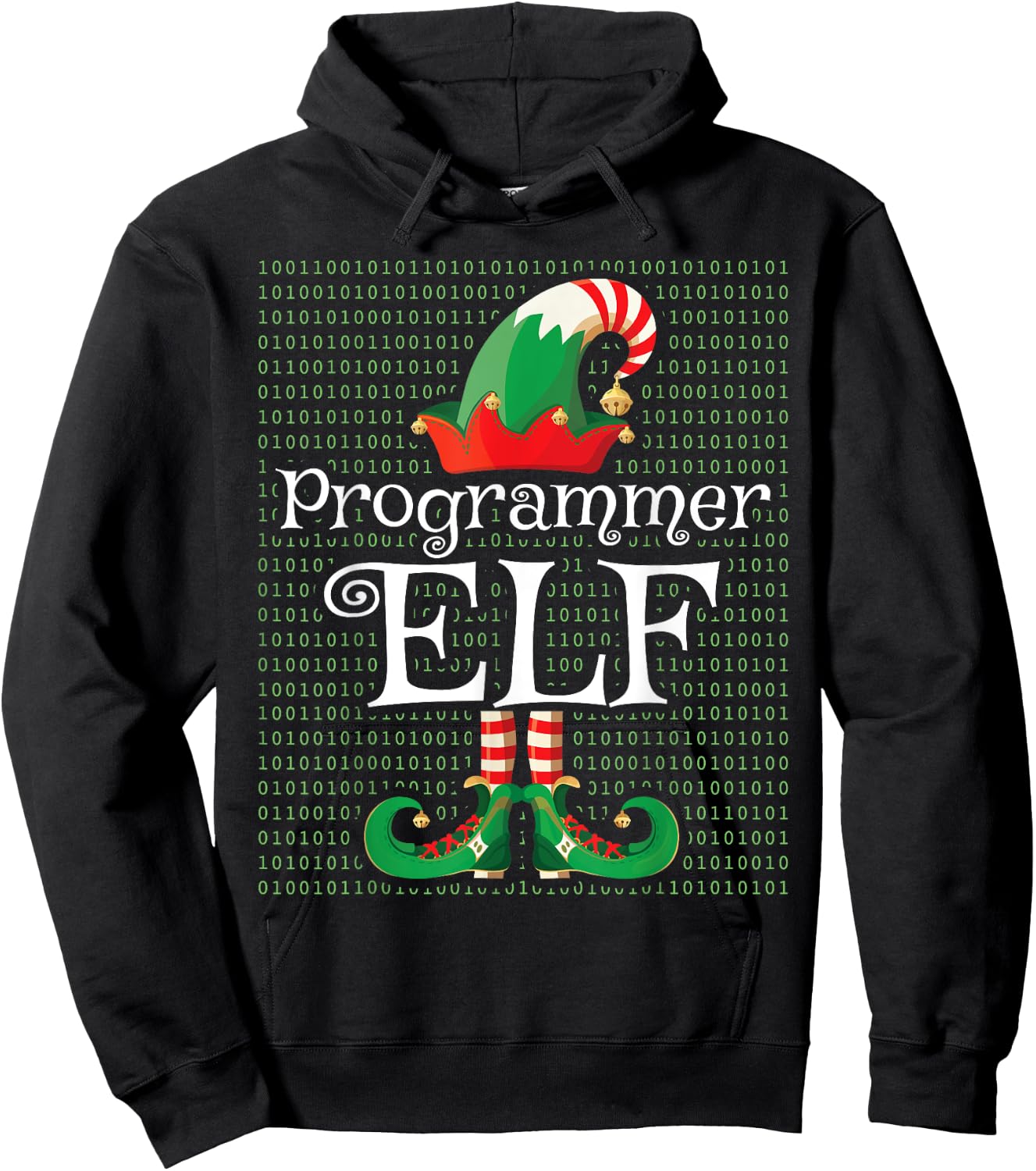Programmer Elf Shirt Funny Costume Matching Elf Christmas Hoodie - Hoodie | Black