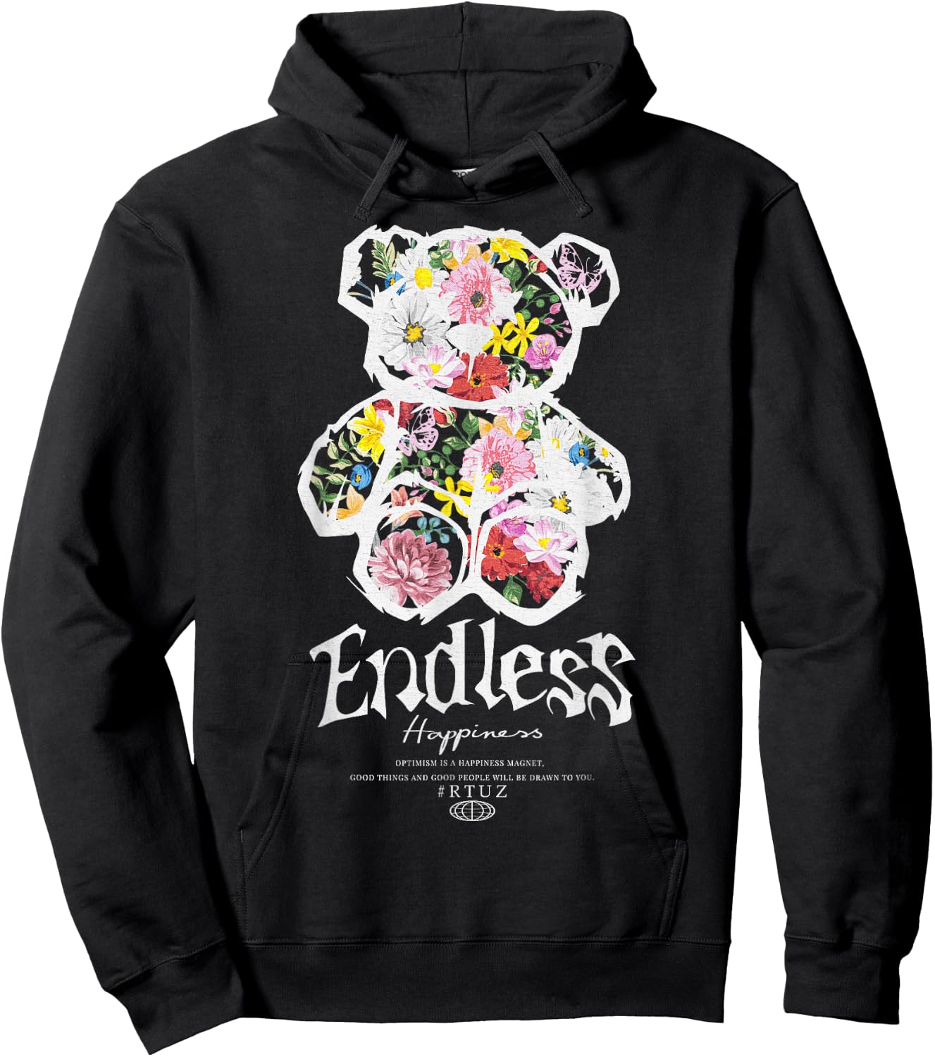 Cute Plush Bear Streetwear Plush Teddy , Black, S Hoodie - Hoodie | Black
