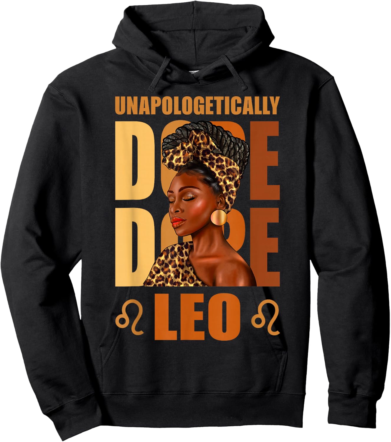 Unapologetically Cool Leo Queen Leopard Afro Women Hoodie - Hoodie | Black