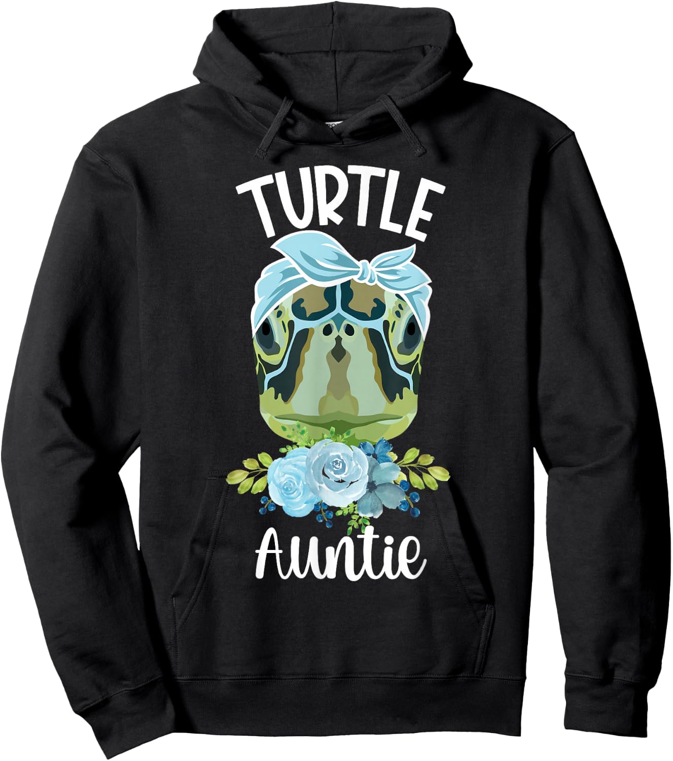 Turtle Aunt Flowers Turtle Auntie Turtle Owner Turtle Lover Hoodie - Hoodie | Black