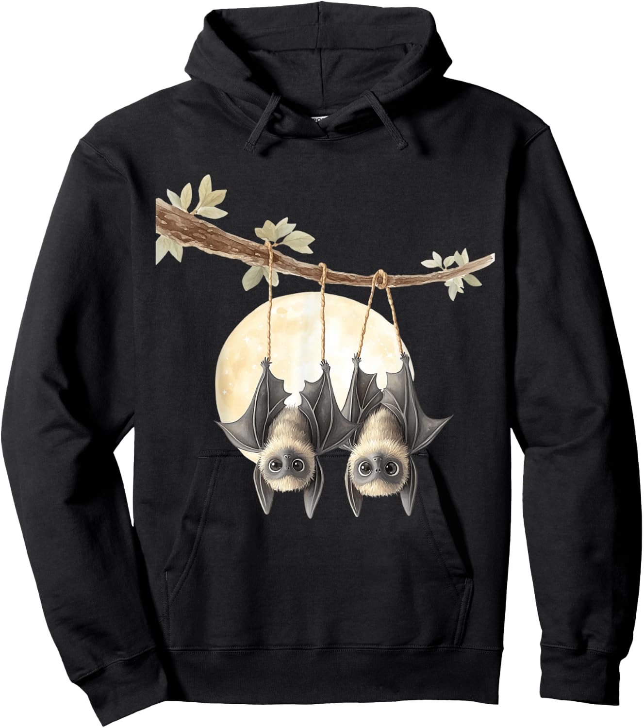 Cute Bats Under The Full Moon Hoodie - Hoodie | Black