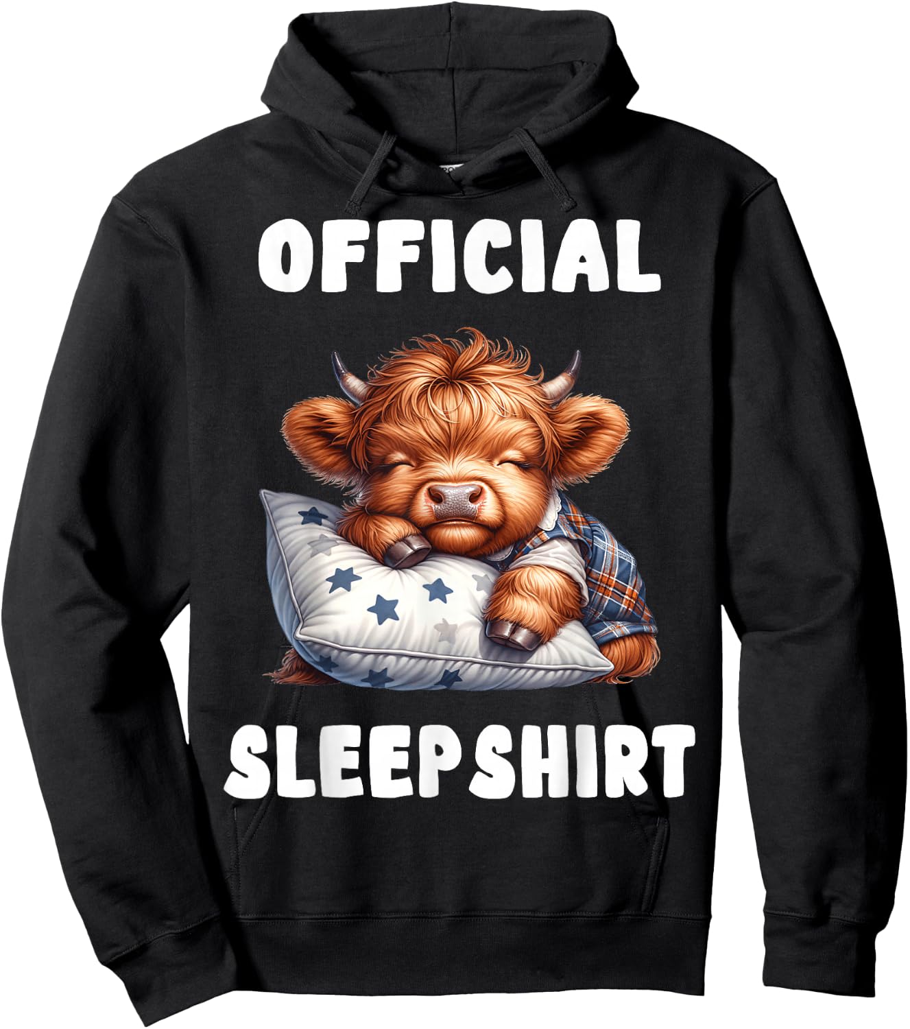 Highland_cow - Official Sleepshirt Pajamas Nightgown Hoodie - Hoodie | Black