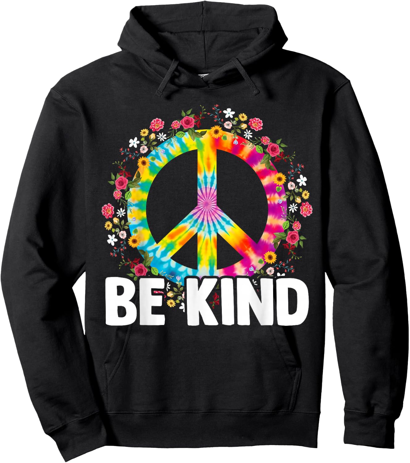 Tie Dye Be Kind Inspirational Vintage Retro Sunset Kindness Hoodie - Hoodie | Black