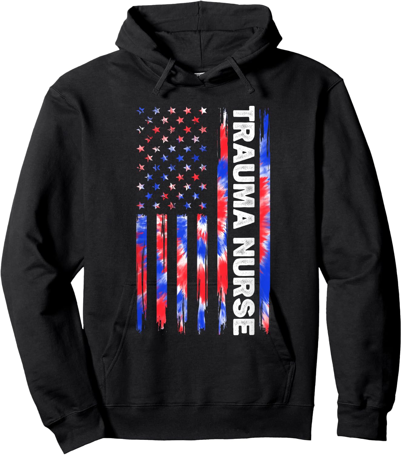 Trauma Nurse Nursing Tie Dye American Flag 4th Of July Usa Women Men Hoodie - Hoodie | Black