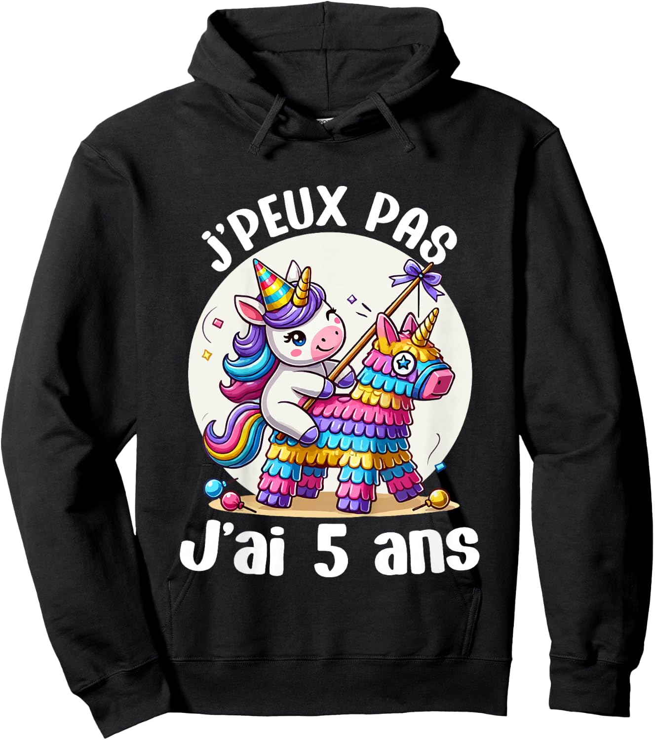 Child Je Peux Pas J'ai 5 Years Birthday Unicorn Girl Pinata , Blue, 2 Hoodie - Hoodie | Black