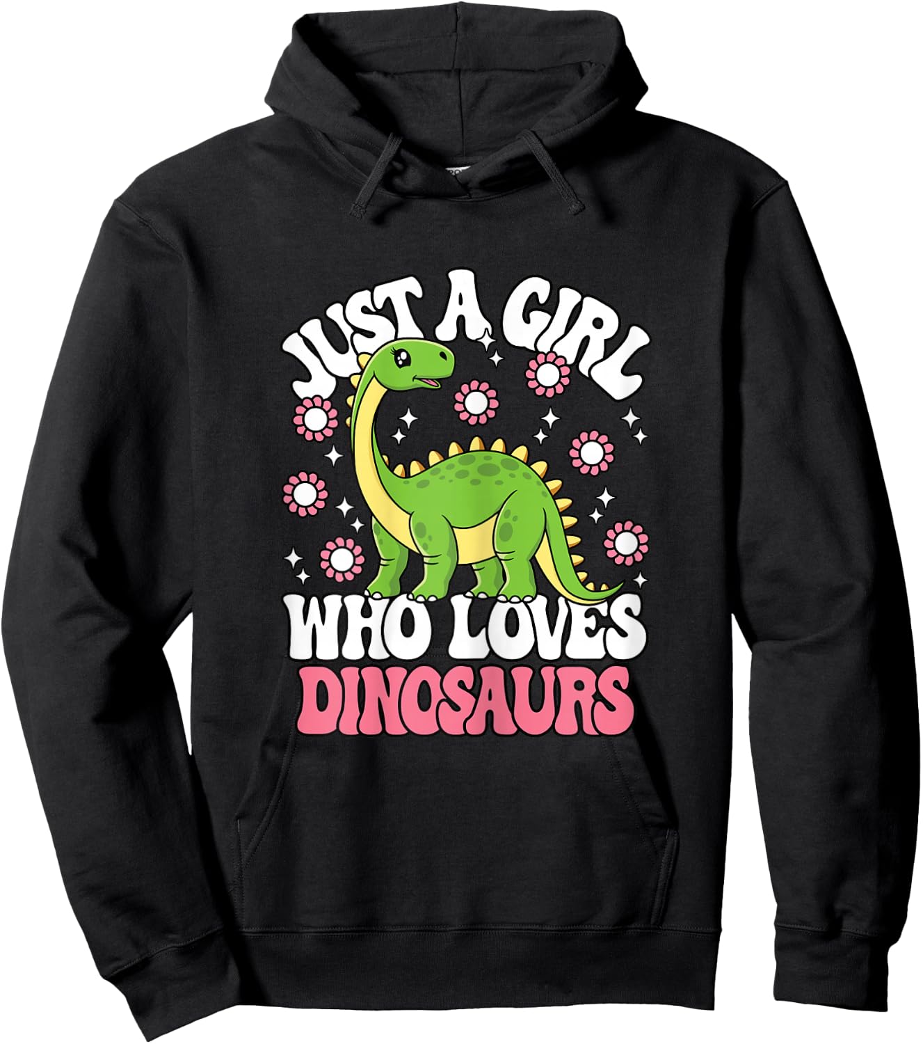 Just A Girl Who Loves Dinosaurs Cute Dinosaur Girls Kids Hoodie - Hoodie | Black