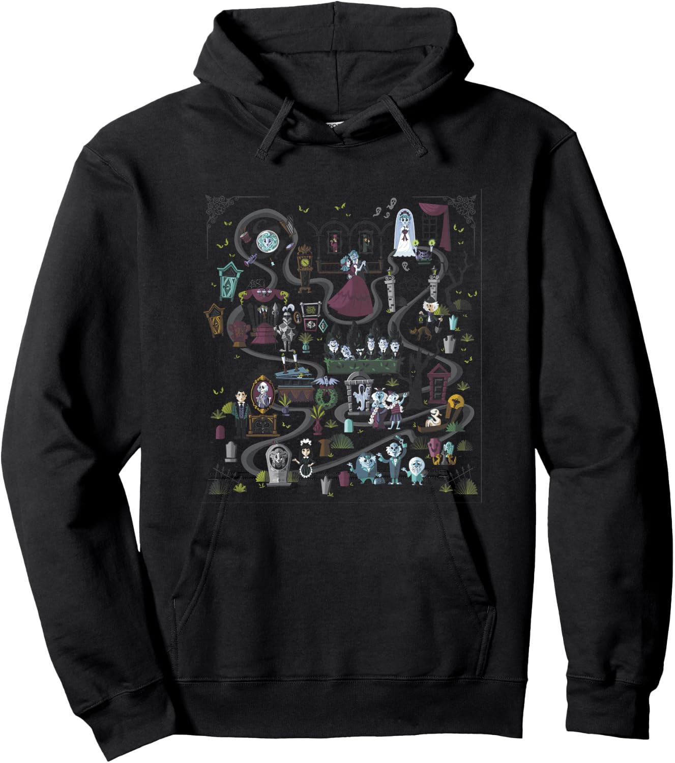 The Haunted Mansion Ride Animated Map Overview Hoodie - Hoodie | Black