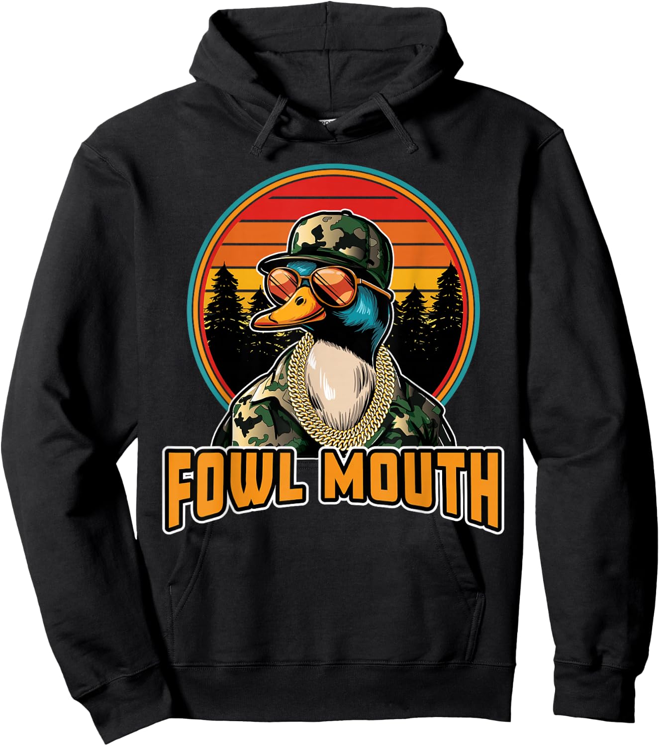 Fowl Mouth Duck Hunting Meme Camo Waterfowl Goose Hunter Hoodie - Hoodie | Black