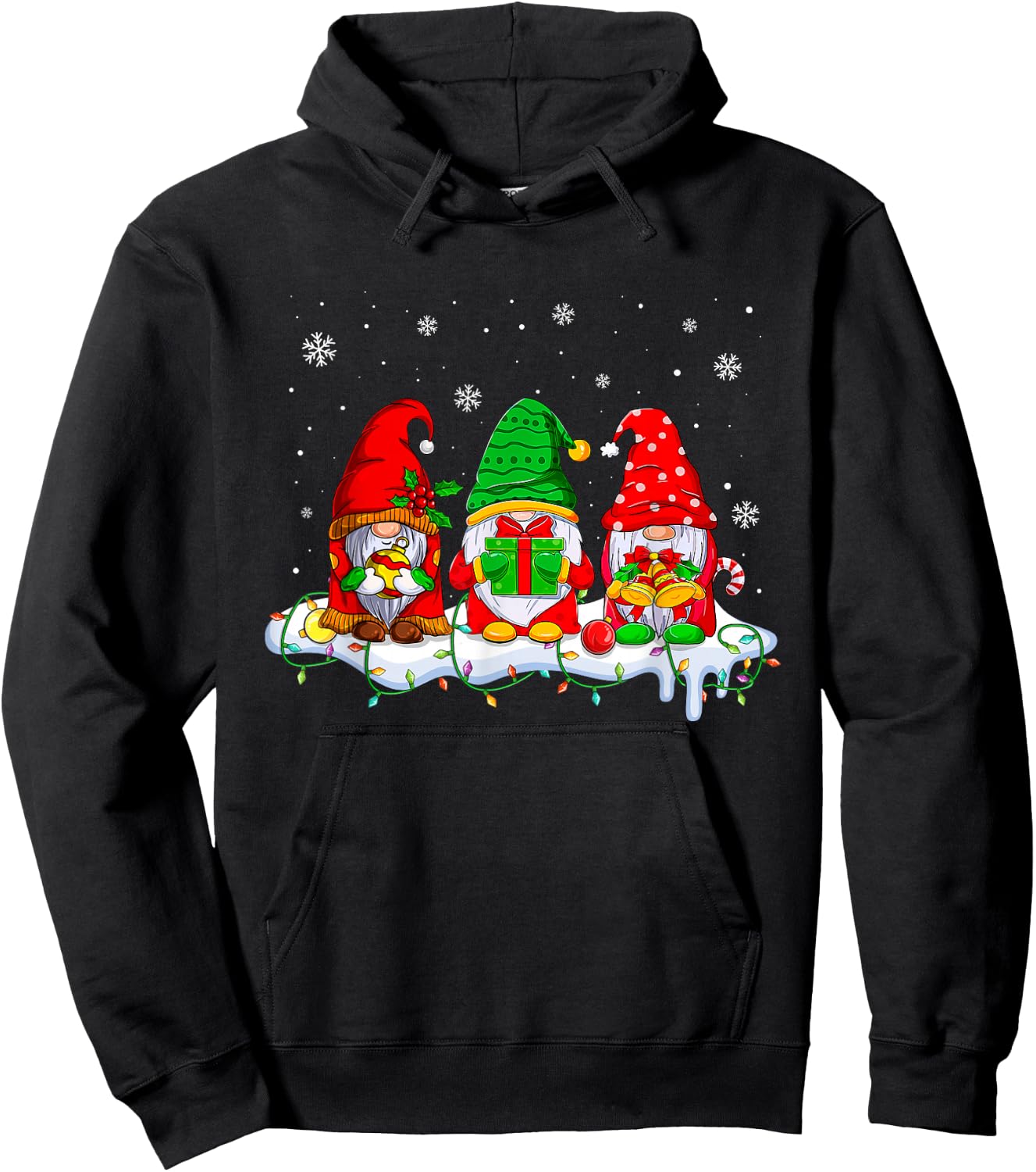 Gnomes Christmas Funny Xmas Pajamas Family Matching Gnomes Hoodie - Hoodie | Black