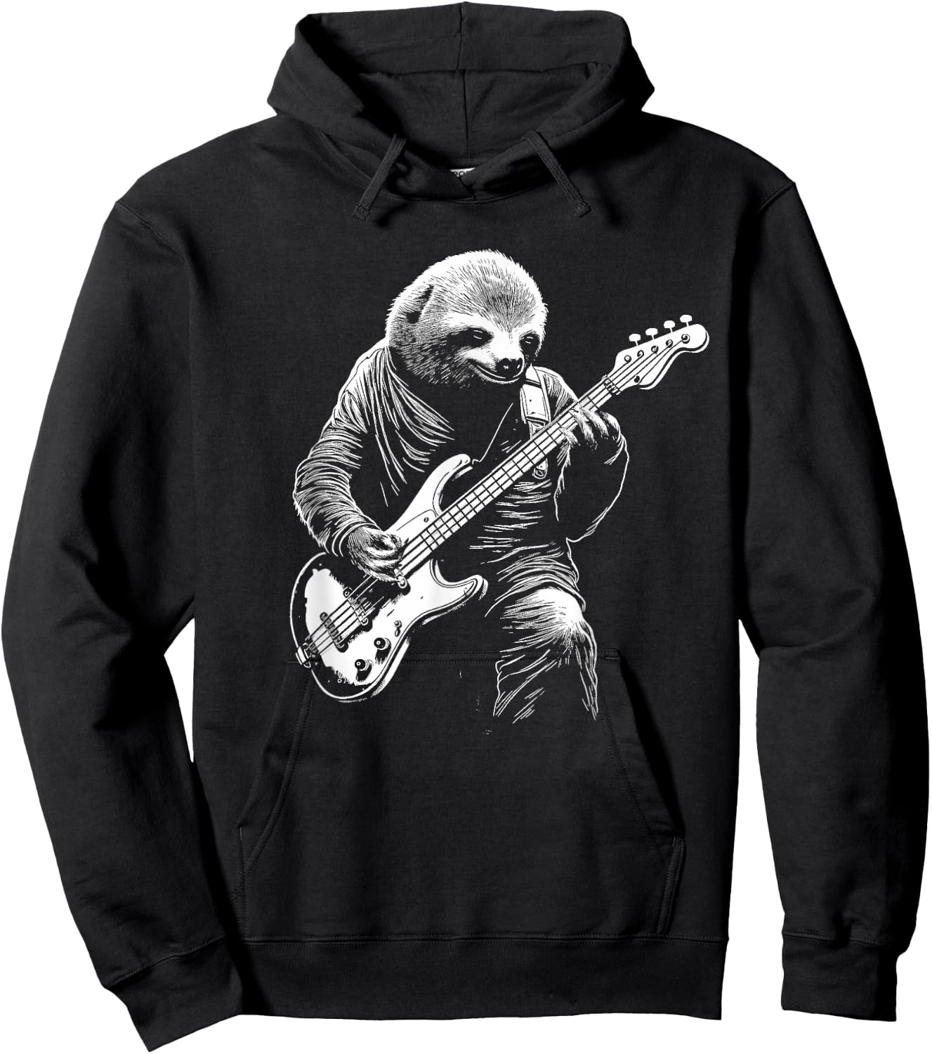 Sloth Playing Bass Guitar Funny Bass Player Bassist Sloth Hoodie - Hoodie | Black