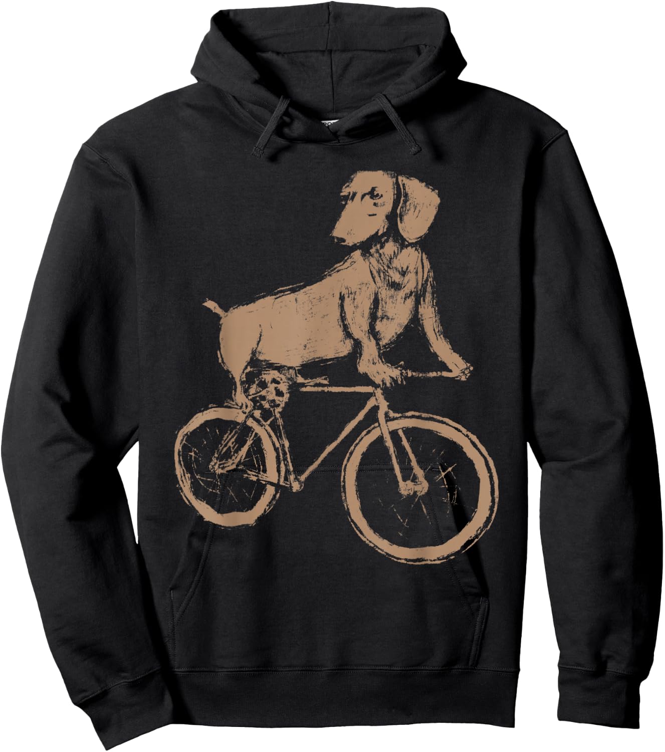 Dachshund on a Bicycle - Dachshund Riding A Bicycle Hoodie - Hoodie | Black