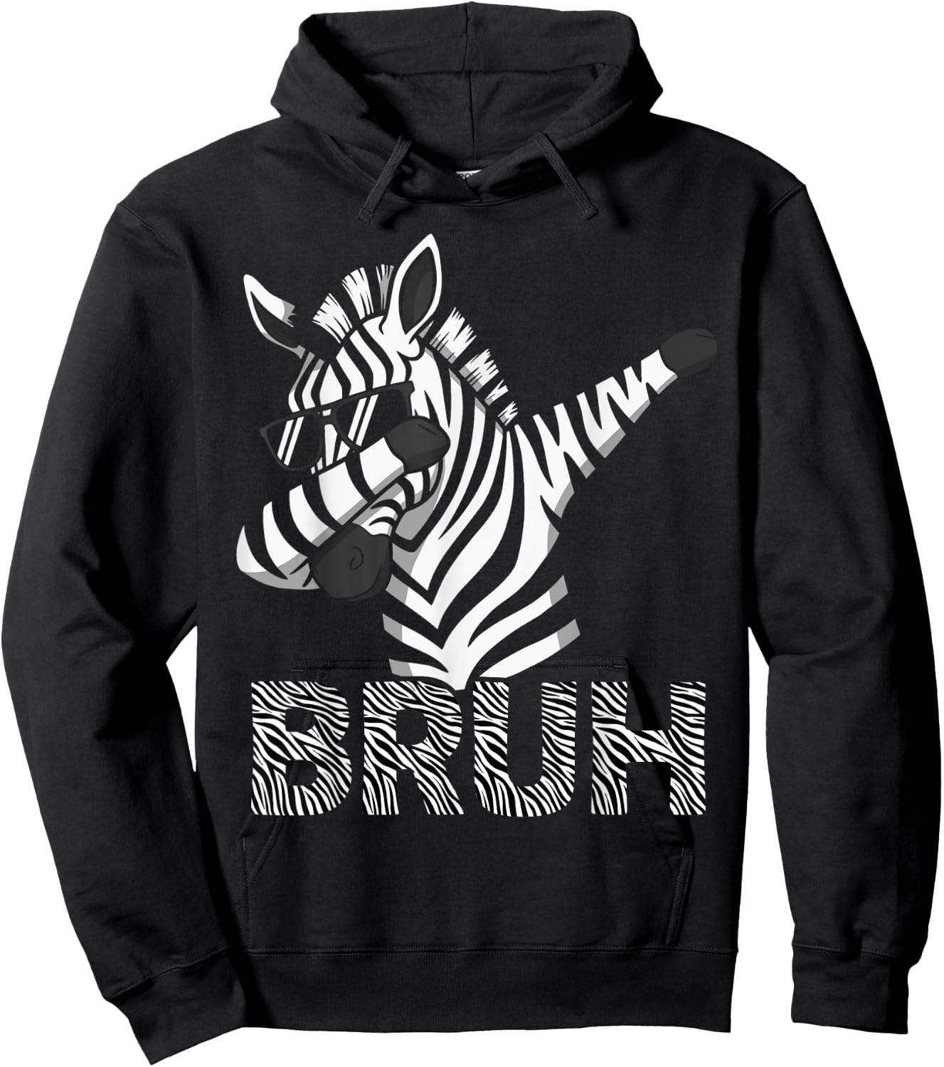Funny Dabbing Zebra Shirt Boys Animal Print Zebra Bruh Hoodie - Hoodie | Black