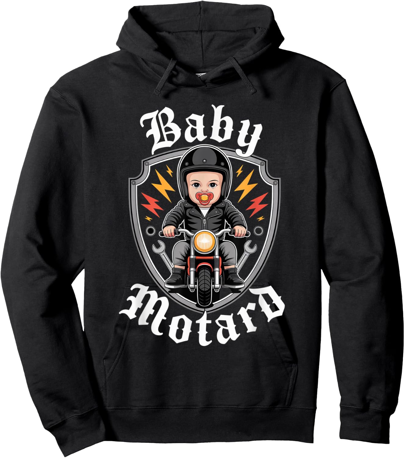 Baby Biker Gift Motorcycle for Young License Humour Biker , Black, S Hoodie - Hoodie | Black