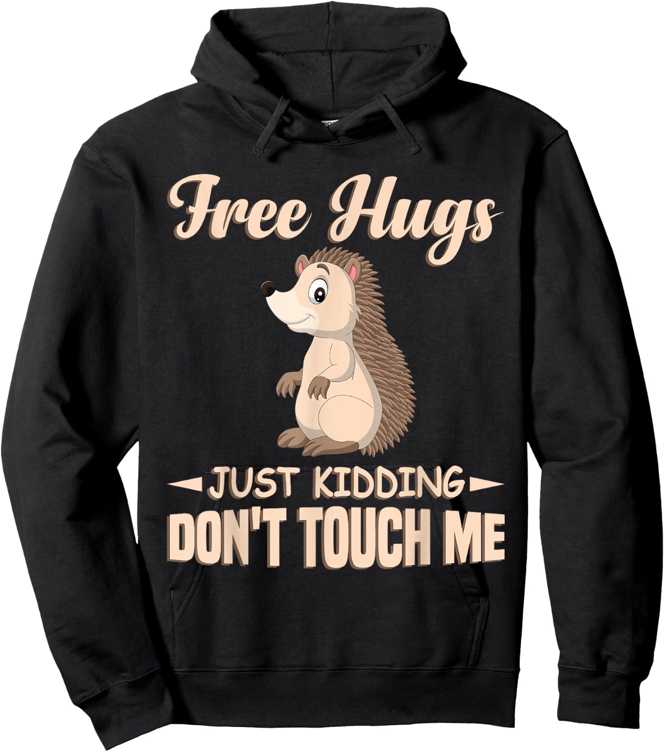 Funny Hedgehog Free Hugs Just Kidding Don't Touch Me Hoodie - Hoodie | Black