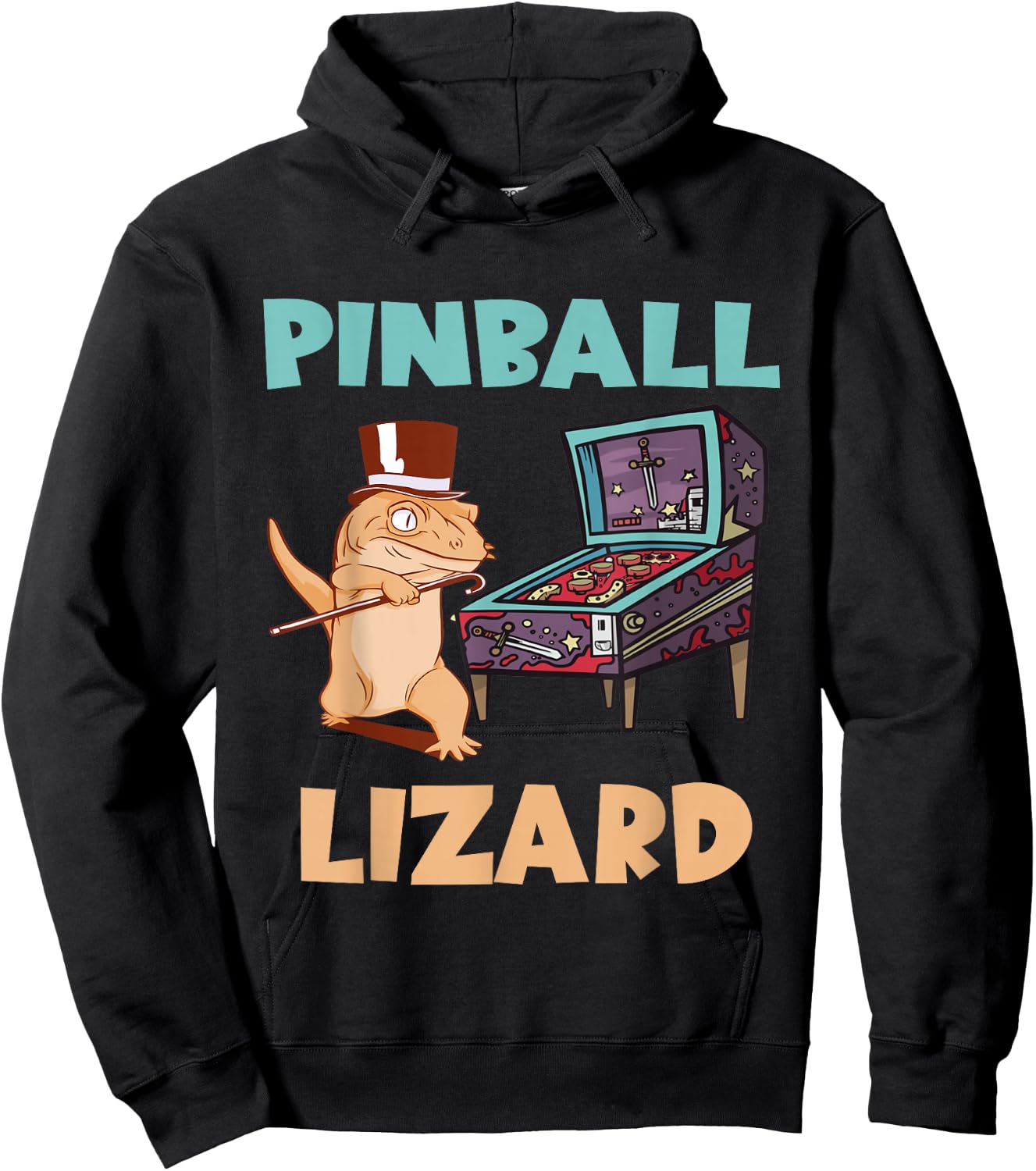 Pinball Game Pinball Player Flipper Ball Pinball Lizard Hoodie - Hoodie | Black