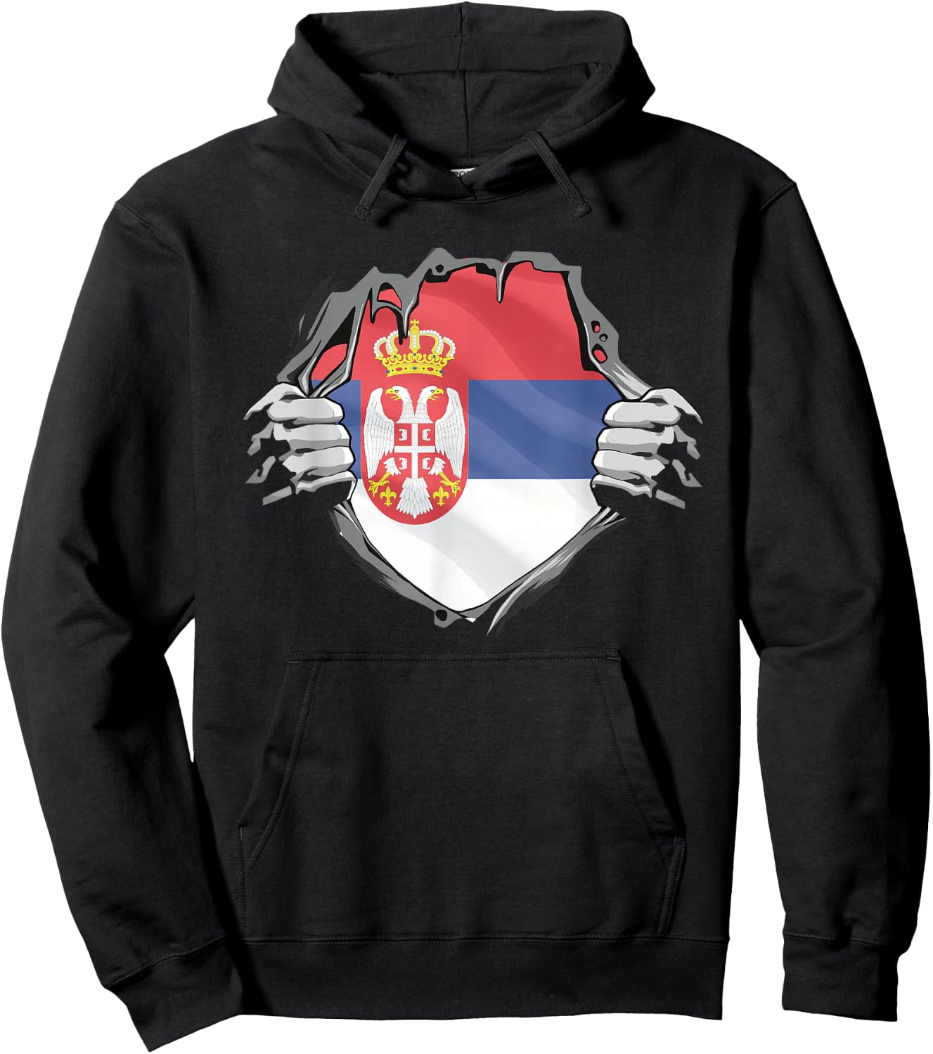 Serbia Football Jersey Alternative , black Hoodie - Hoodie | Black