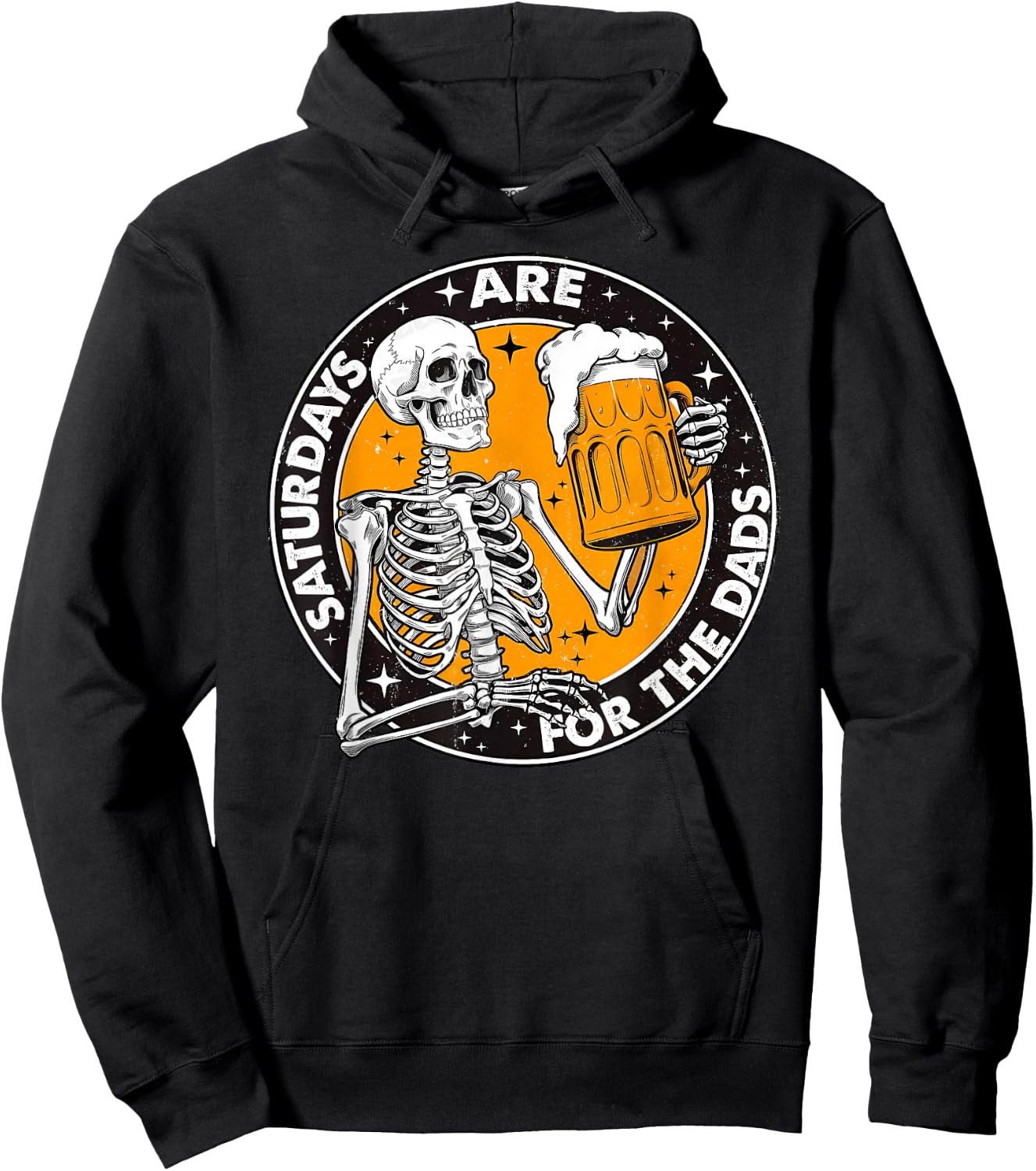 Fathers Day Saturdays are for The Dads Skeleton Beer Lover Hoodie - Hoodie | Black