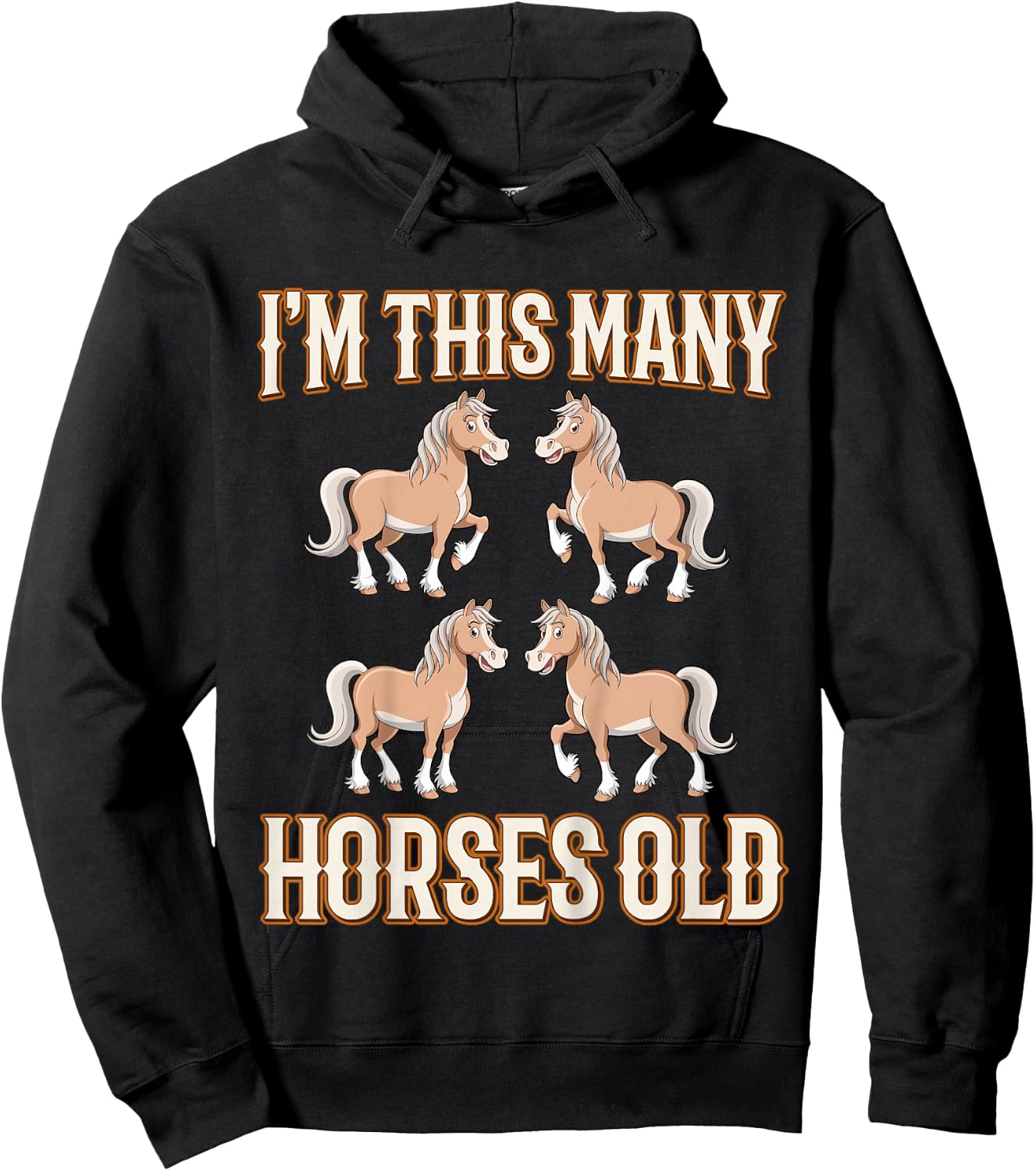 I'm This Many Horses Old Four Years Old Kids 4th Birthday Hoodie - Hoodie | Black