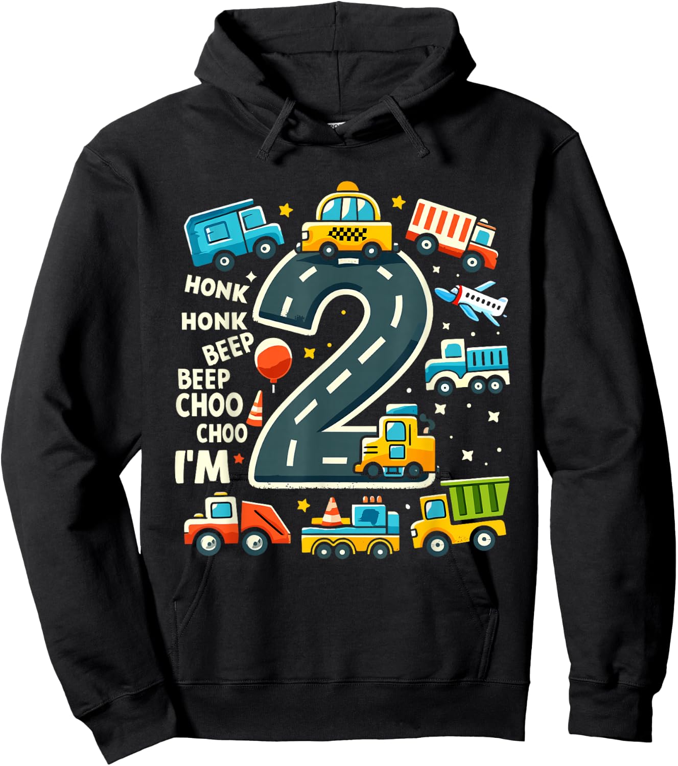 2 Year Old Birthday Boy Truck Car Transport , black Hoodie - Hoodie | Black