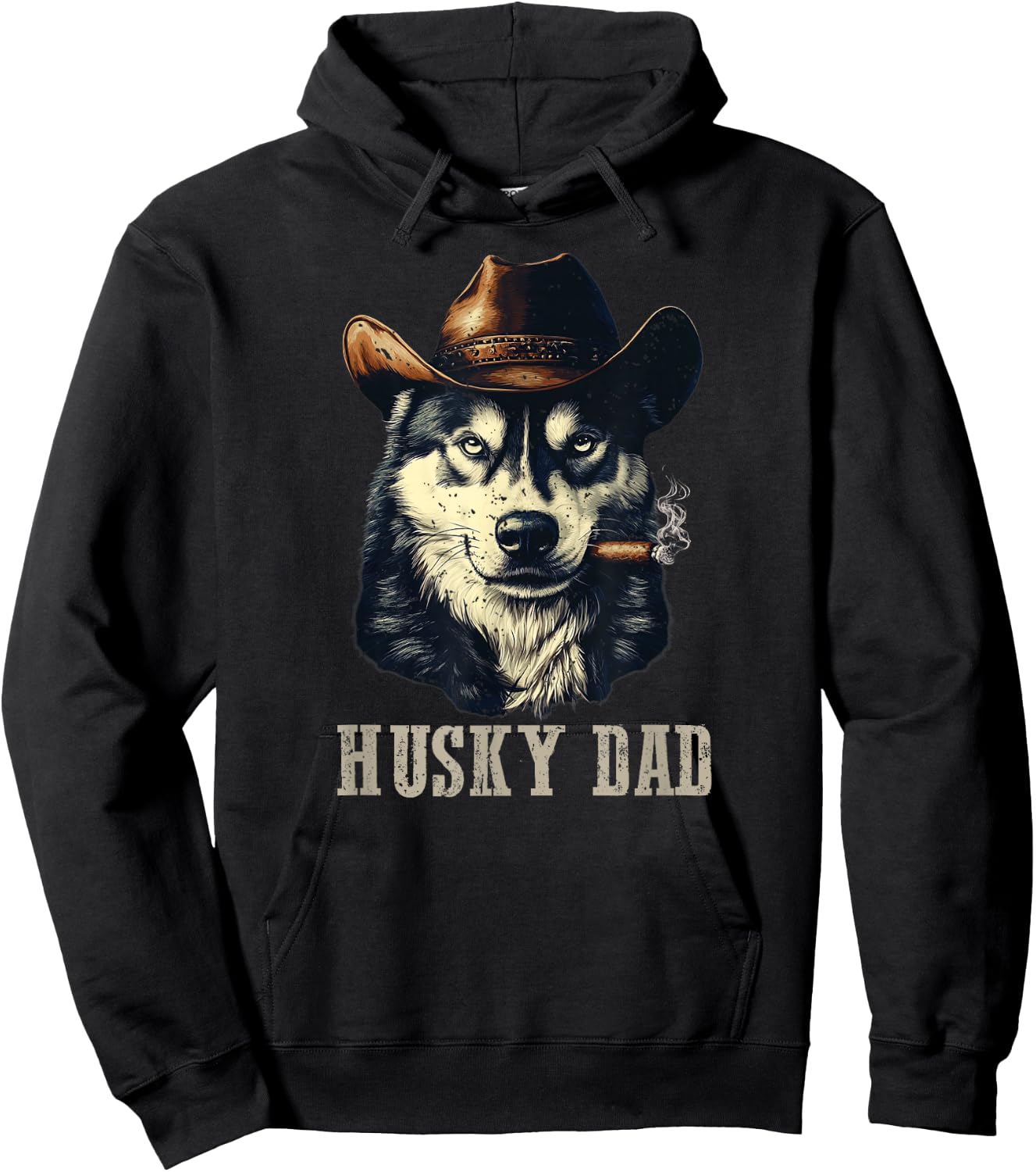 Husky Dog Vintage Best Husky Dad Father's Day Hoodie - Hoodie | Black