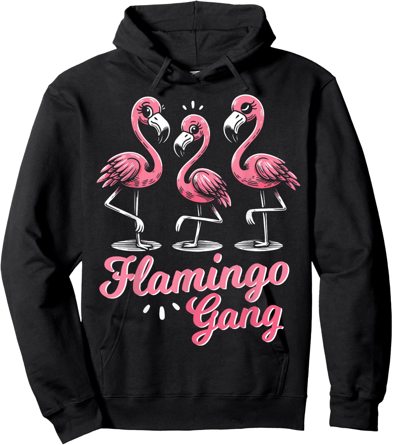Flamingo Gang Funny Flamingo Holiday and JGA , black Hoodie - Hoodie | Black