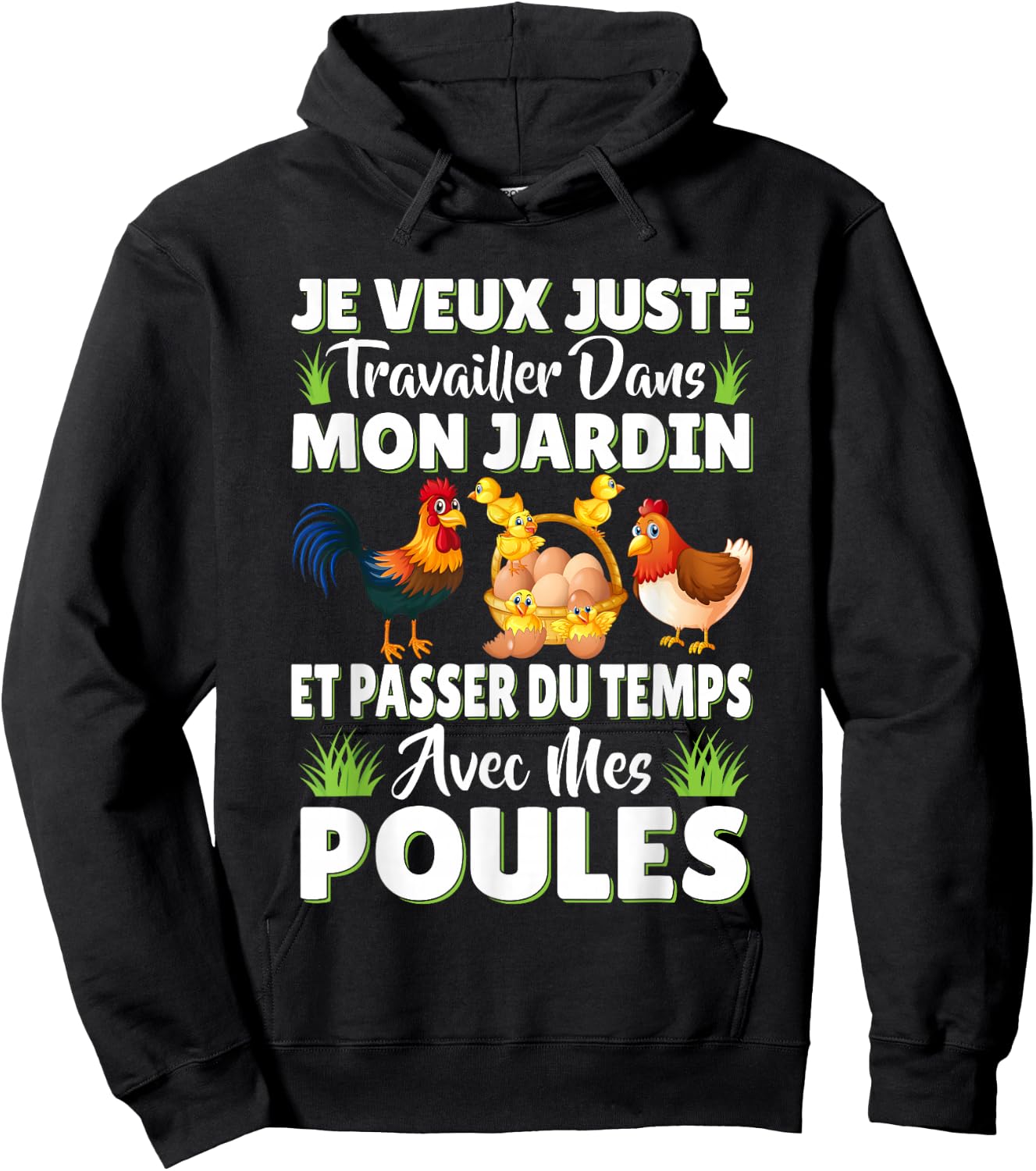 Garden and Hen Funny Gift Original Gardening , Black, S Hoodie - Hoodie | Black