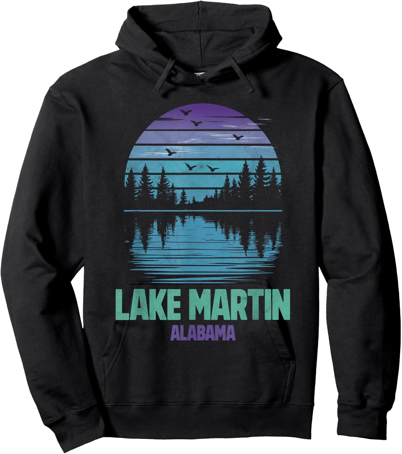 Lake Martin Alabama Outdoors Vintage Hoodie - Hoodie | Black