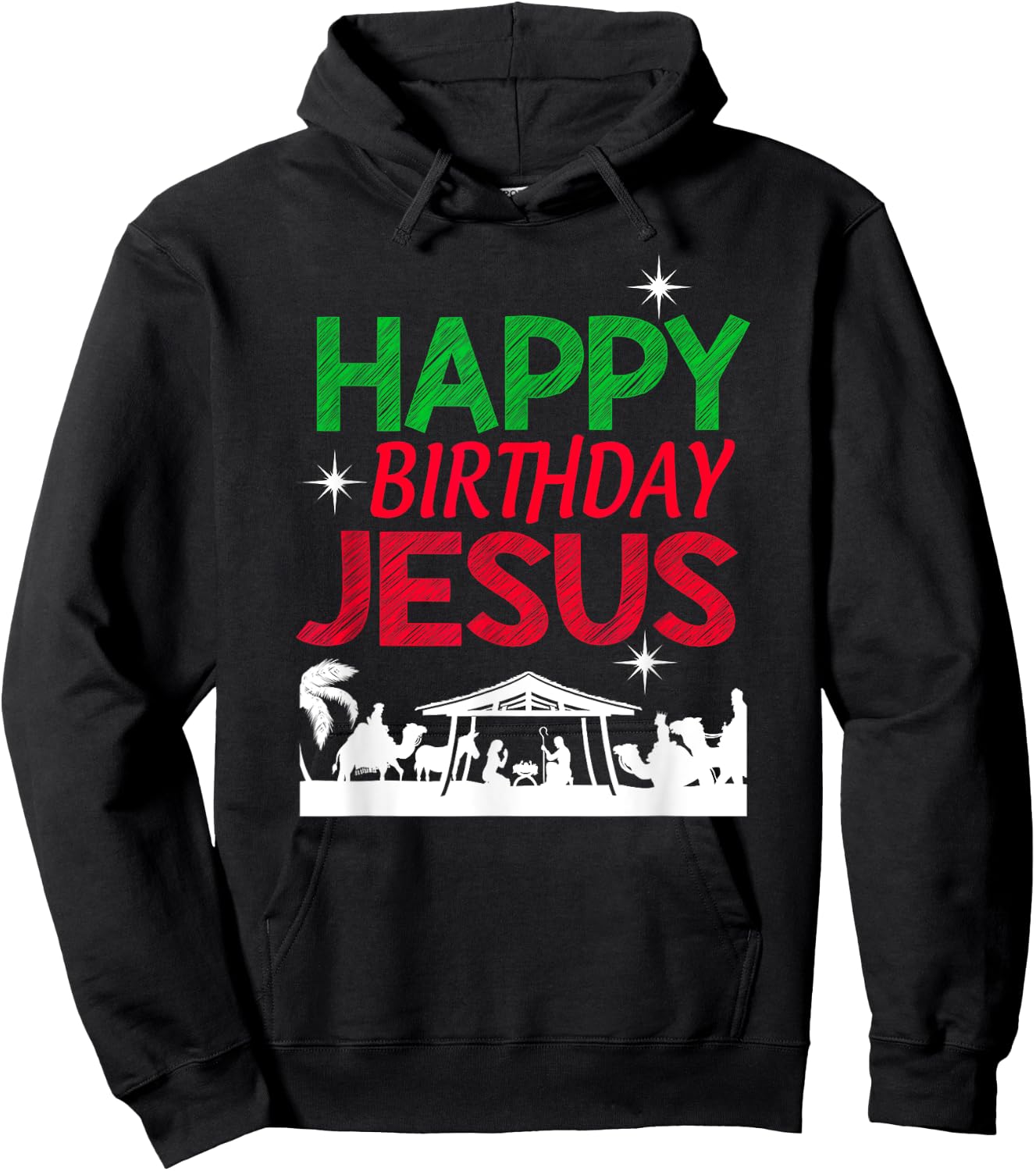 Happy Birthday Jesus Christian Christmas Religious Nativity Hoodie - Hoodie | Black